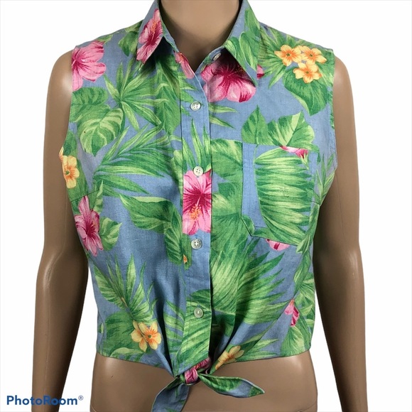 Vntg. Lauren Ralph Lauren Linen 2 Pc. Short Set - Picture 2 of 11